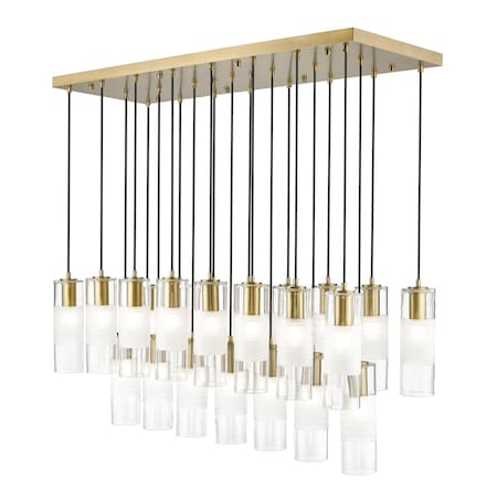 Z-Lite Alton Linear Chandelier, 23-Light, 18 In.W x 54 In.L x 14.25 In.H, Modern Gold/Clear+Frosted 824P-23L-MGLD